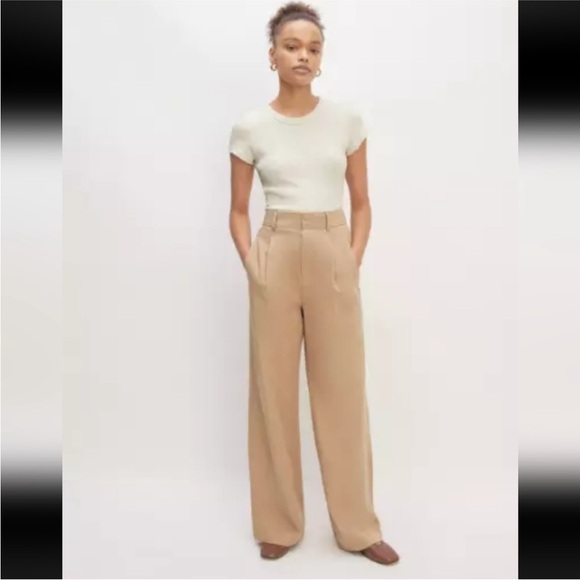 Everlane The Way-High Tencel Drape Wide Leg Pants Tan - Picture 3 of 16